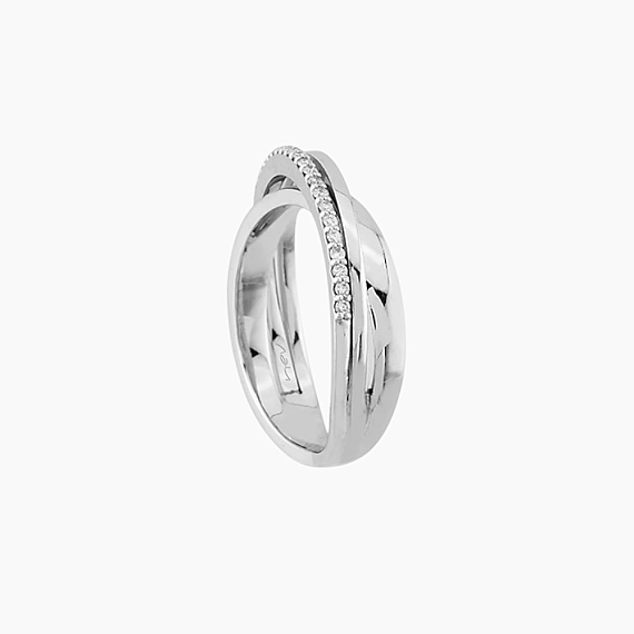 0.14 CT Pırlanta Taşlı Beyaz Altın Sarmal Alyans Yüzük - 3
