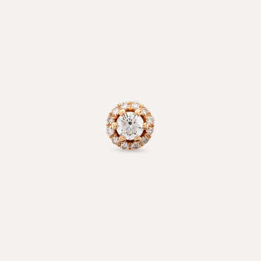 0.14 CT Pırlanta Taşlı Rose Altın Tek Küpe - Nev Jewellery