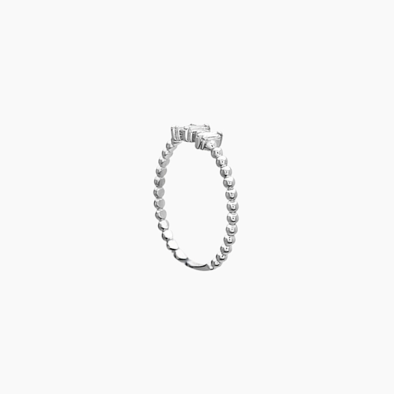 0.15 CT Baget Pırlanta Taşlı Minimal Beyaz Altın Yüzük - 5