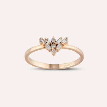 0.15 CT Baguette Cut Diamond Rose Gold Ring - Nev Jewellery