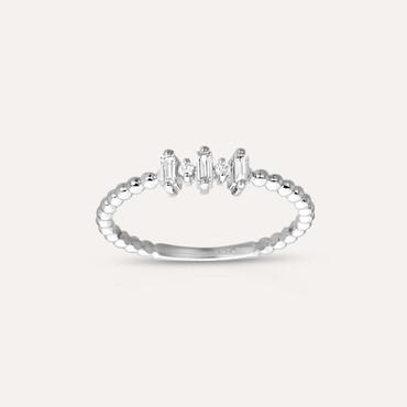 0.15 CT Baguette Cut Diamond White Gold Minimal Ring - Nev Jewellery
