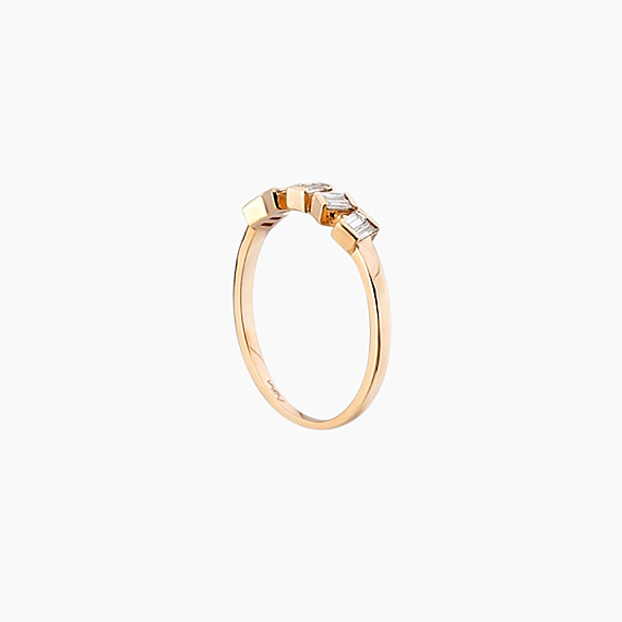 0.16 CT Baget Kesim Pırlanta Taşlı Rose Altın Yüzük - 4