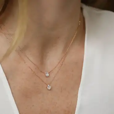 0.16 CT Baguette Cut Diamond Rose Gold Necklace - Nev Jewellery (1)