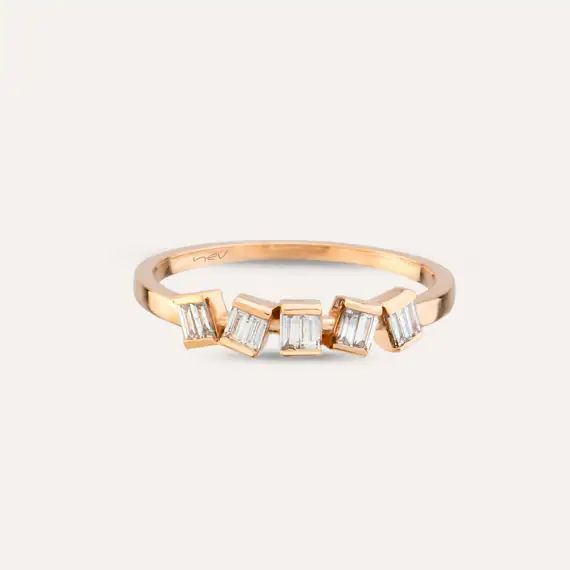 0.16 CT Baguette Cut Diamond Rose Gold Ring - 3