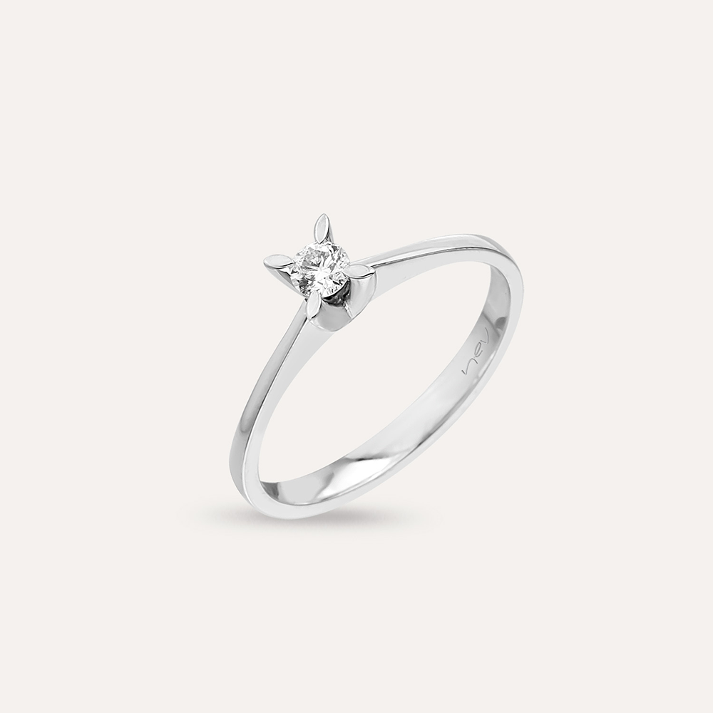 0.16 CT Diamond White Gold Solitaire Ring - 4