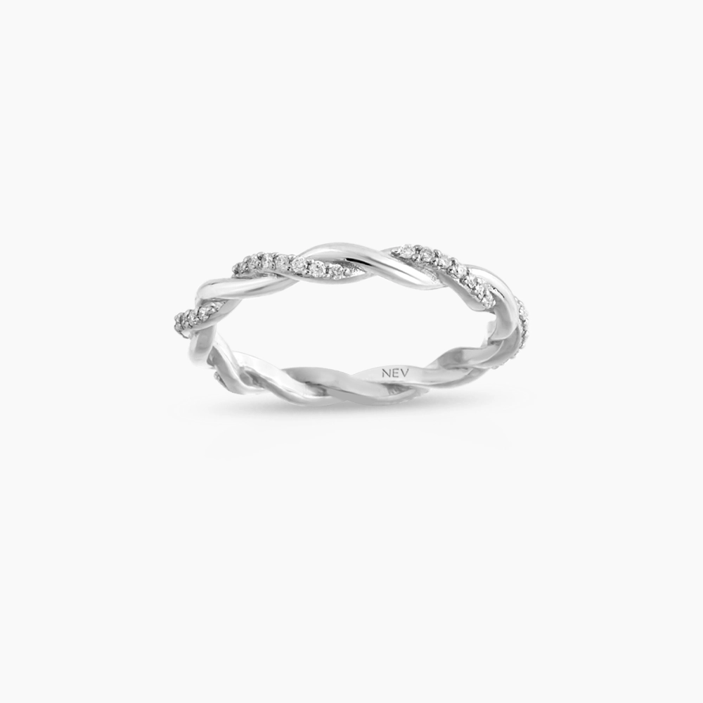 0.16 CT Diamond White Gold Spiral Ring - 1