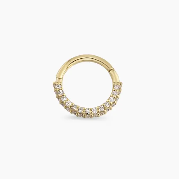 0.16 CT Diamond Yellow Gold Hoop Piercing - 1