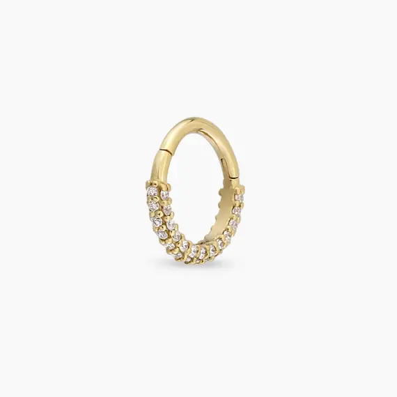 0.16 CT Diamond Yellow Gold Hoop Piercing - 4