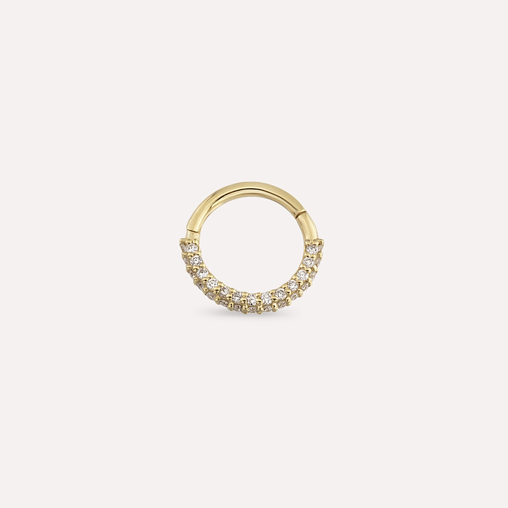 0.16 CT Diamond Yellow Gold Hoop Piercing - 1