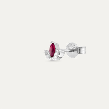 0.16 CT Marquise Cut Ruby and Diamond Mini Single Earring - Nev Jewellery