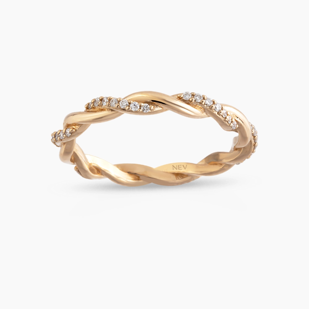 0.23 CT Pırlanta Taşlı Rose Altın Sarmal Yüzük - 2