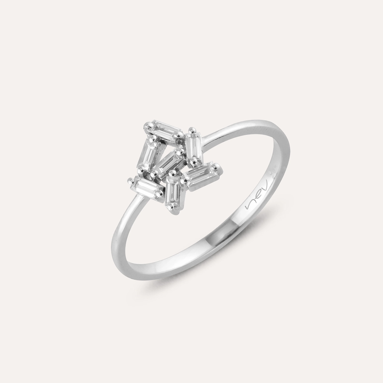0.17 CT Baget Kesim Pırlanta Taşlı Beyaz Altın Yüzük - Nev Jewellery (1)