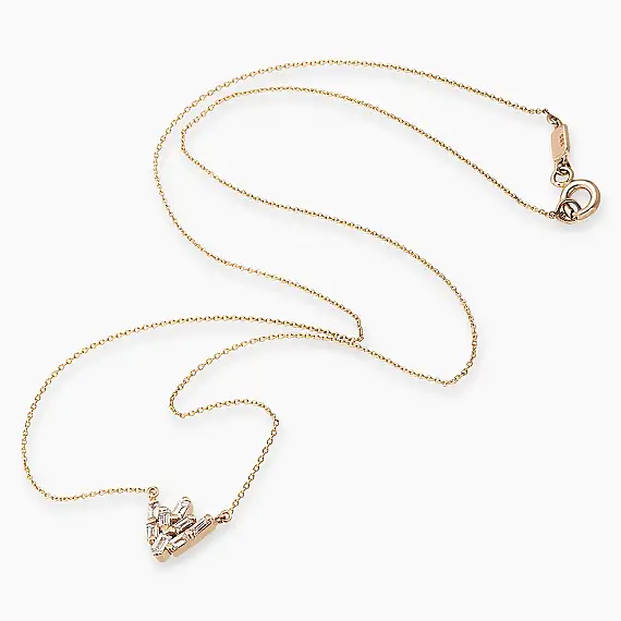 Nova 0.18 CT Baget Pırlanta Taşlı Rose Altın Kolye - 3