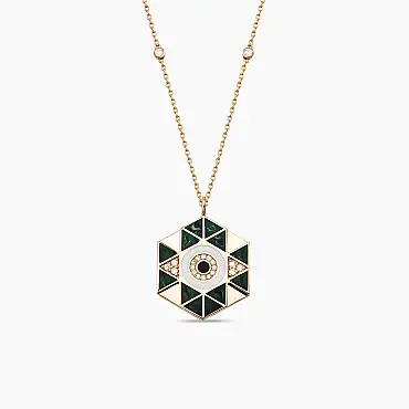0.18 CT Pırlanta Taşlı ve Mineli Rose Altın Kolye - Nev Jewellery (1)