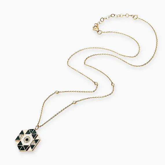 0.18 CT Pırlanta Taşlı ve Mineli Rose Altın Kolye - 4