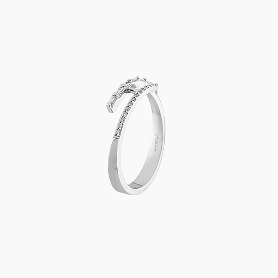 0.27 CT Baget Pırlanta Taşlı Beyaz Altın Yüzük - 5