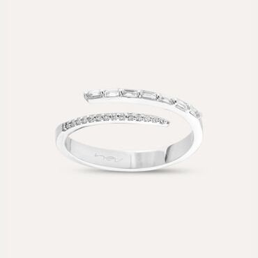 0.27 CT Baget Pırlanta Taşlı Beyaz Altın Yüzük - Nev Jewellery