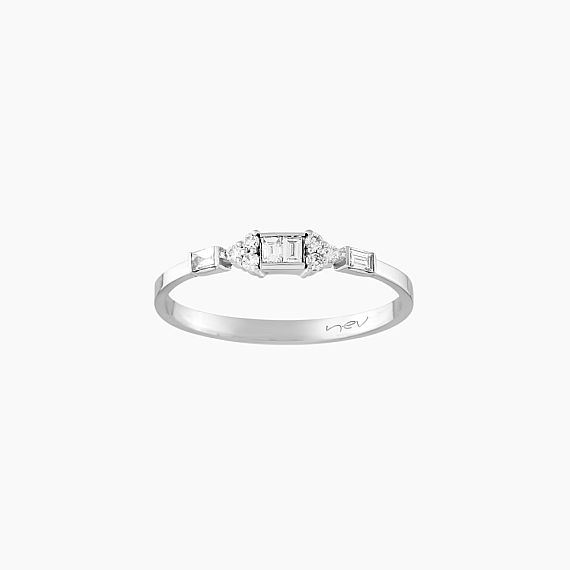 0.19 CT Baget Pırlanta Taşlı Beyaz Altın Yüzük - 1