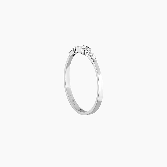 0.19 CT Baget Pırlanta Taşlı Beyaz Altın Yüzük - 6