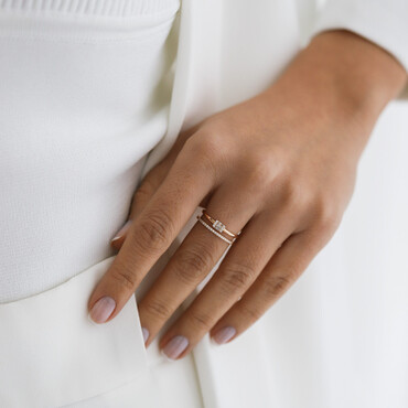 0.19 CT Baguette Cut Diamond Double Row Half Eternity Ring - Nev Jewellery (1)