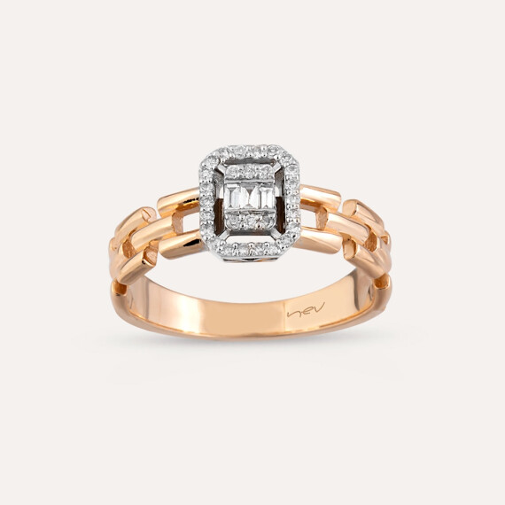 0.19 CT Baguette Cut Diamond Ring with Chain Detailed - Nev Jewellery