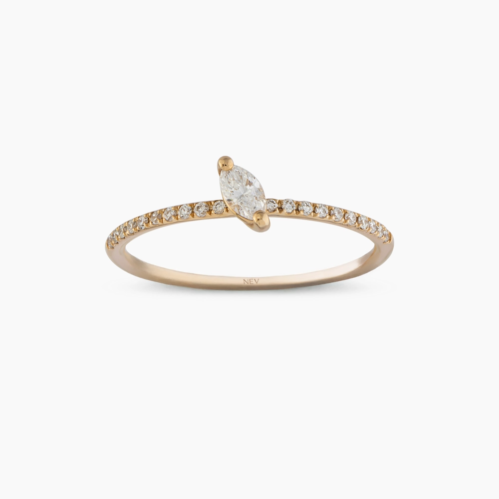 0.19 CT Markiz Pırlanta Taşlı Rose Altın Yüzük - Nev Jewellery (1)