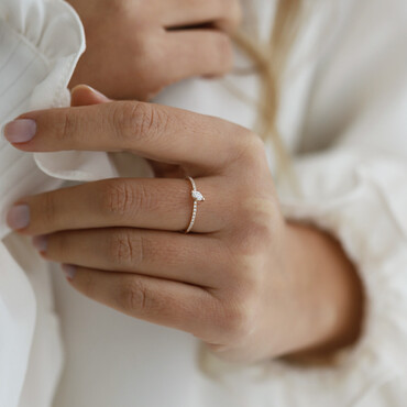 0.19 CT Markiz Pırlanta Taşlı Rose Altın Yüzük - Nev Jewellery (1)