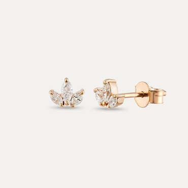 Lotus 0.35 CT Marquise Cut Diamond Rose Gold Lotus Earring - Nev Jewellery
