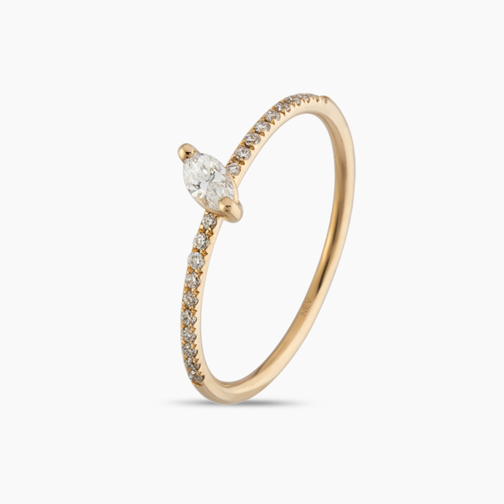 0.19 CT Marquise Cut Diamond Rose Gold Ring - 4