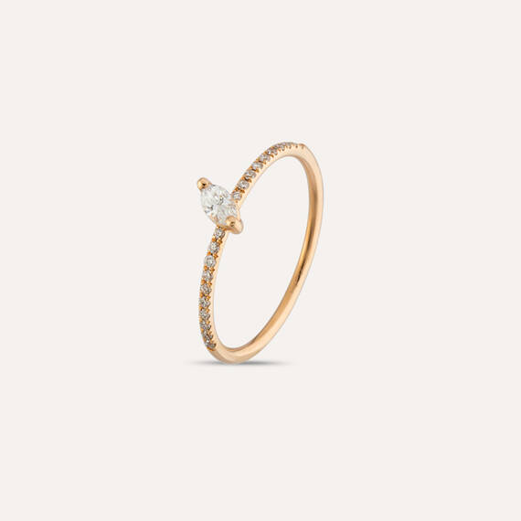 0.19 CT Marquise Cut Diamond Rose Gold Ring - 1
