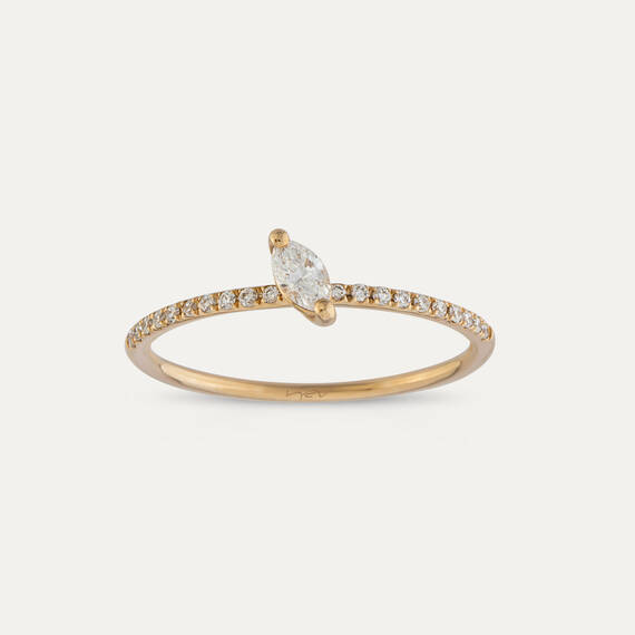0.19 CT Marquise Cut Diamond Rose Gold Ring - 3