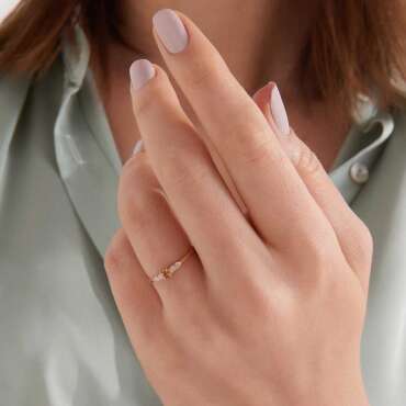 0.19 CT Orange Safir ve Pırlanta Taşlı Rose Altın Yüzük - Nev Jewellery (1)