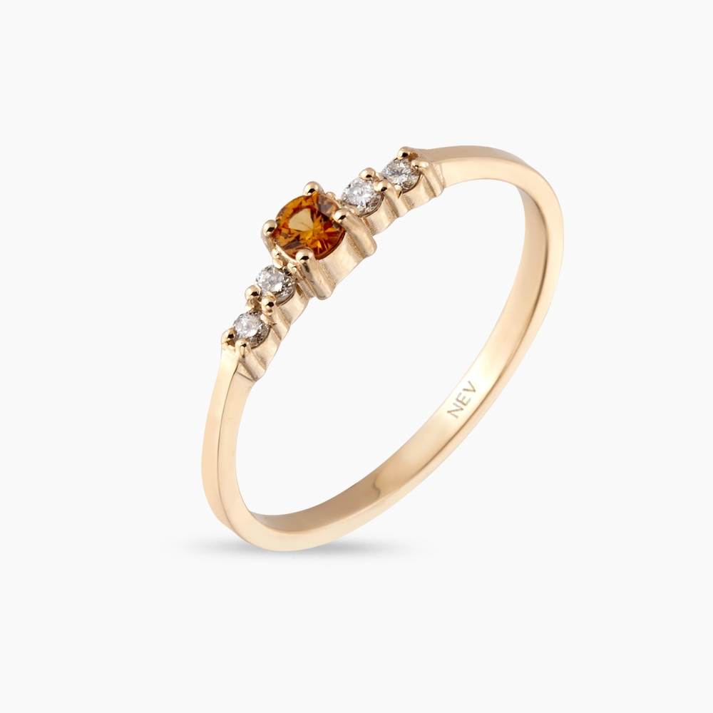 0.19 CT Orange Sapphire and Diamond Rose Gold Ring - 4