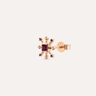 0.19 CT Ruby and Diamond Rose Gold Single Earring - Nev Jewellery (1)