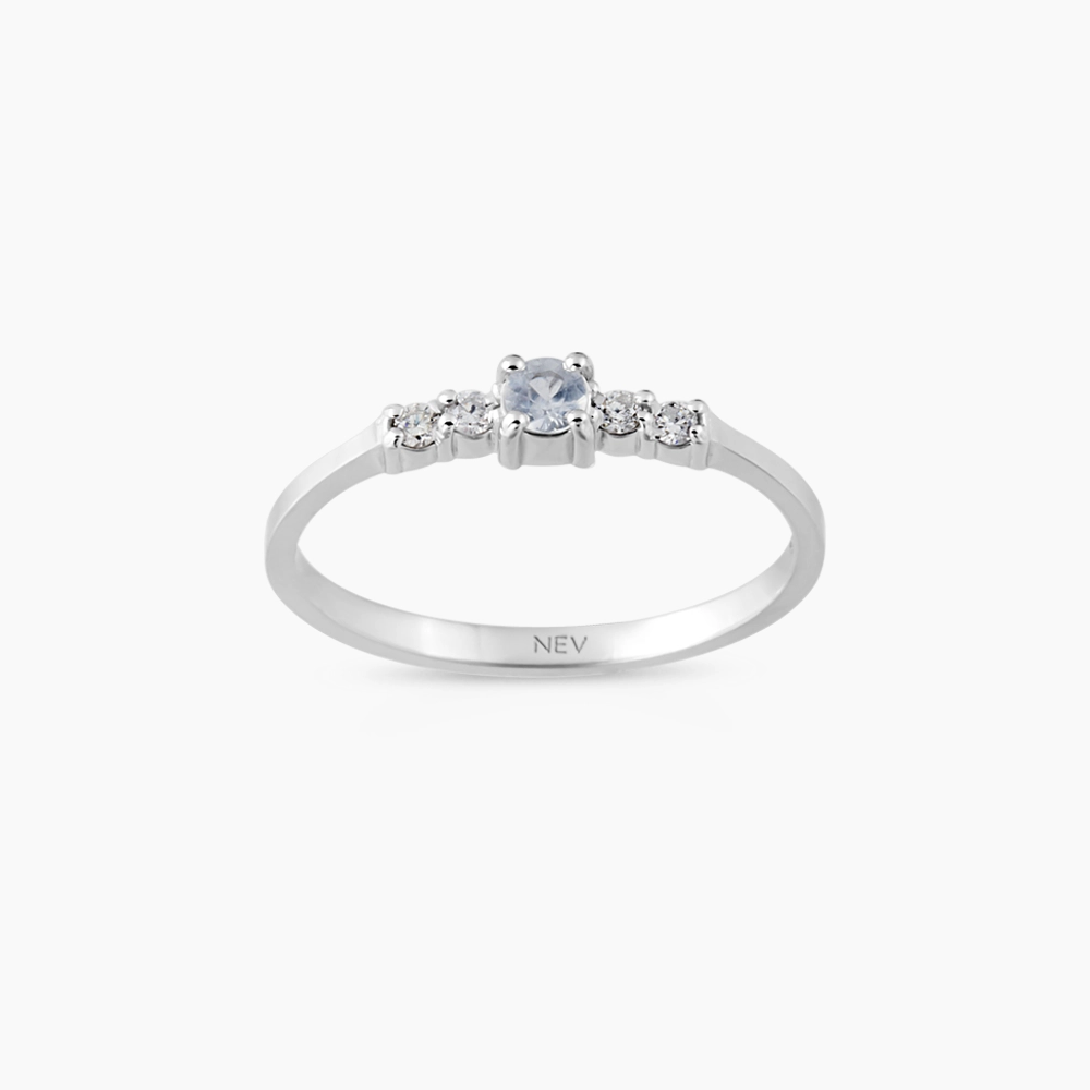 0.20 CT Ice Blue Sapphire and Diamond White Gold Ring - 1