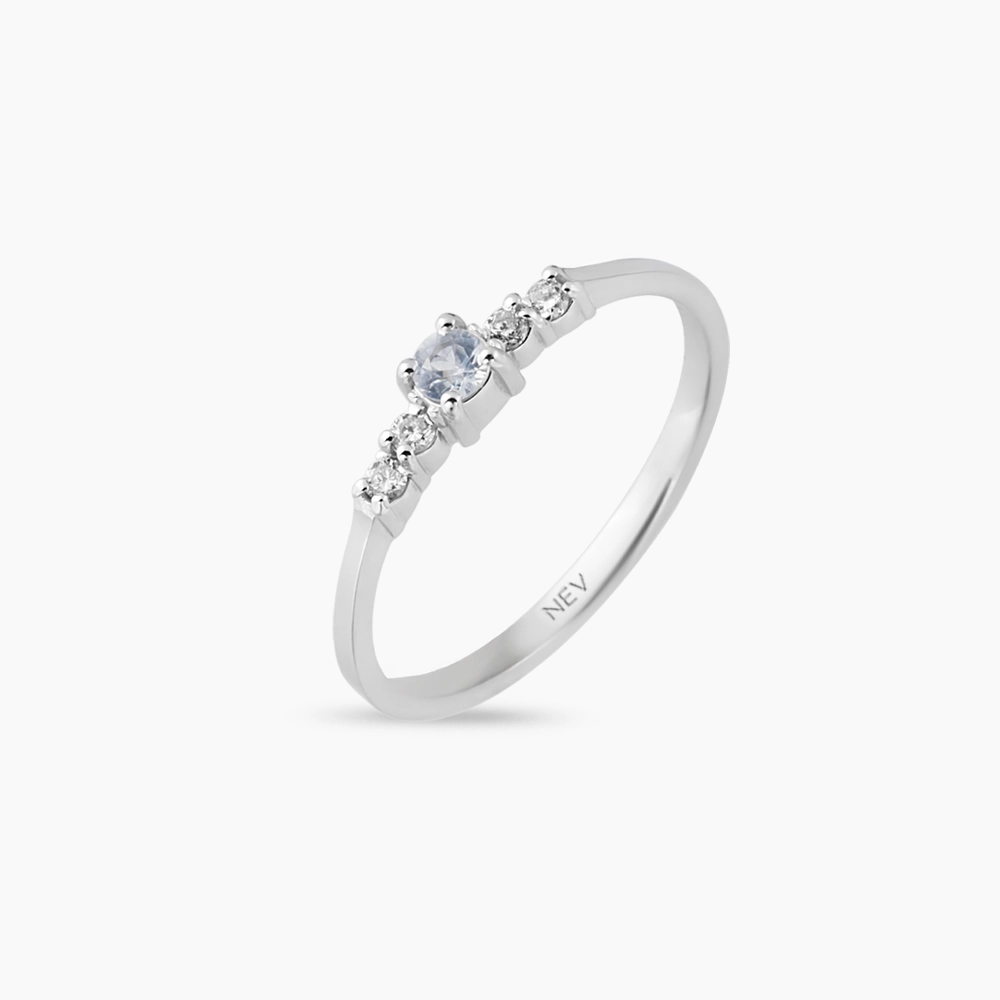 0.20 CT Ice Blue Sapphire and Diamond White Gold Ring - 4