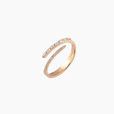 0.21 CT Baget Pırlanta Taşlı Rose Altın Yüzük - Nev Jewellery (1)