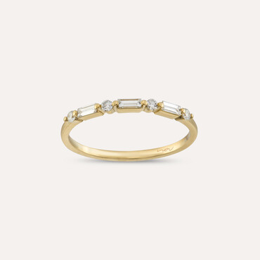 0.21 CT Baguette Cut Diamond Yellow Gold Ring - Nev Jewellery