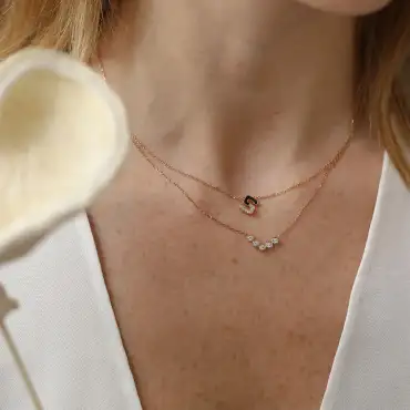 0.21 CT Pırlanta Taşlı Rose Altın Kolye - Nev Jewellery (1)