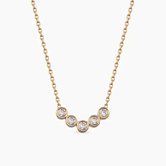 0.21 CT Pırlanta Taşlı Rose Altın Kolye - 1