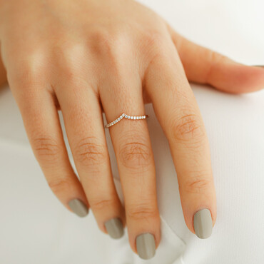 0.21 CT Pırlanta Taşlı Rose Altın Yüzük - Nev Jewellery