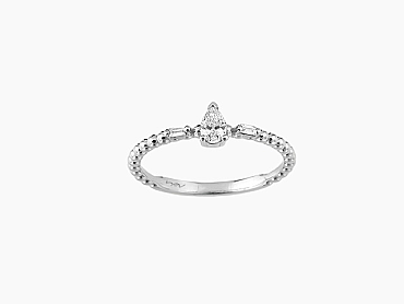 0.22 CT Damla Kesim Pırlanta Taşlı Beyaz Altın Yüzük - Nev Jewellery