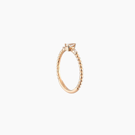 0.22 CT Damla Kesim Pırlanta Taşlı Rose Altın Yüzük - 8