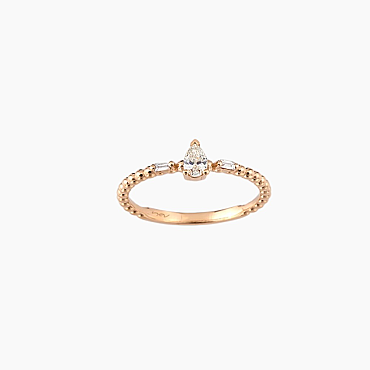 0.22 CT Damla Kesim Pırlanta Taşlı Rose Altın Yüzük - Nev Jewellery