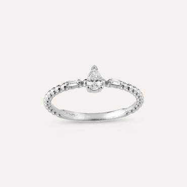 0.22 CT Pear Cut Diamond White Gold Ring - Nev Jewellery