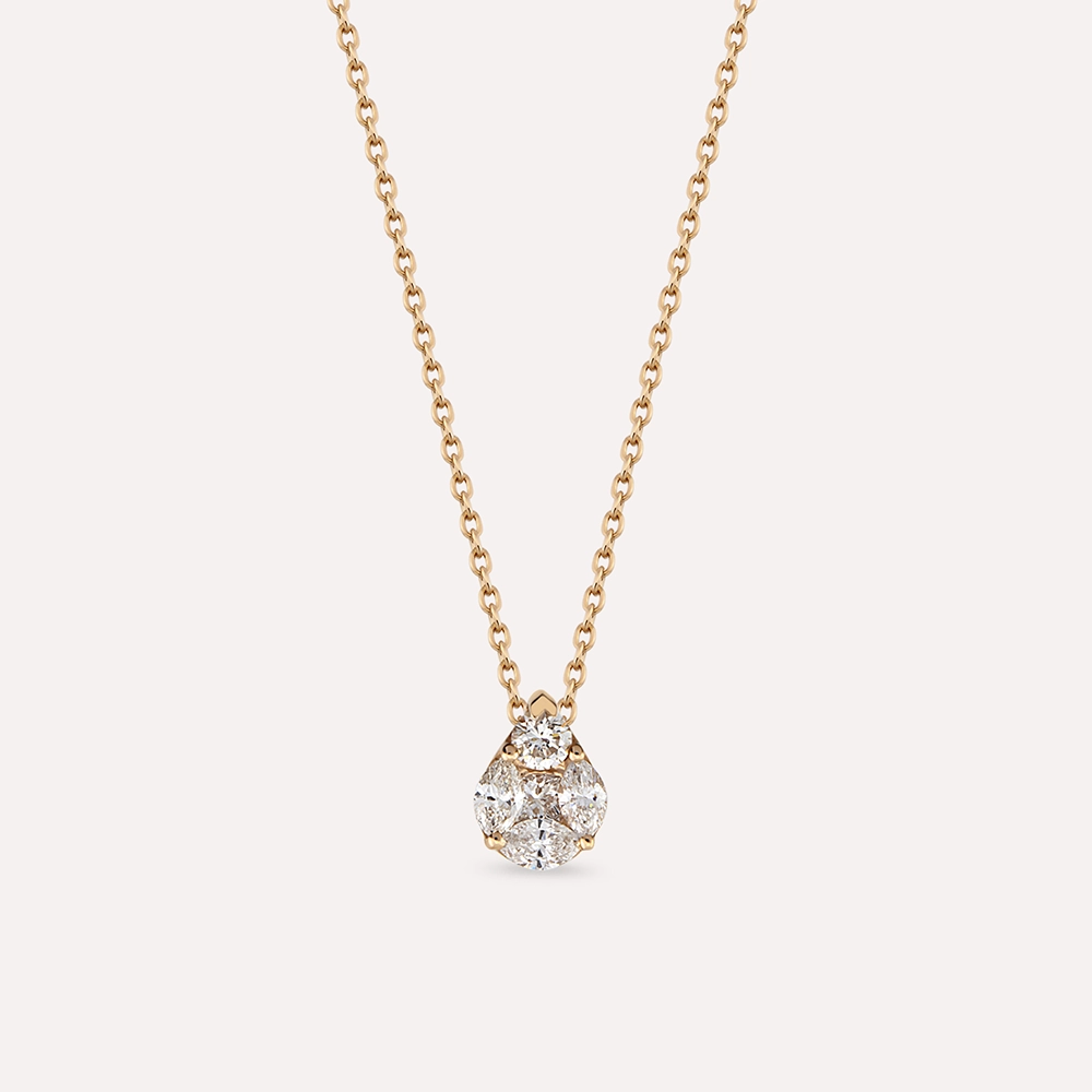 0.23 CT Marquise Cut Diamond Rose Gold Necklace - 1