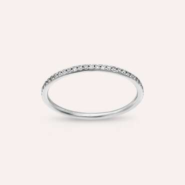 0.23 CT Pırlanta Taşlı Yarımtur Beyaz Altın Yüzük - Nev Jewellery
