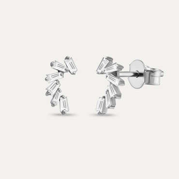 Vega 0.40 CT Trapez Kesim Pırlanta Taşlı Beyaz Altın Küpe - Nev Jewellery