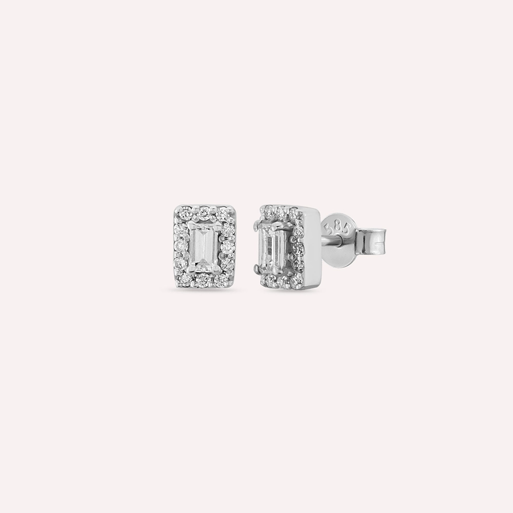 0.24 CT Baget Pırlanta Taşlı Beyaz Altın Küpe - Nev Jewellery (1)