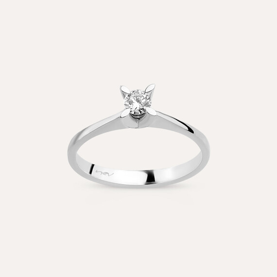 0.24 CT Diamond White Gold Solitaire Ring - Nev Jewellery